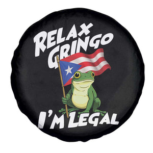 Funny Relax Gringo I Am Legal Spare Tire Cover Puerto Rico Flag Coqui Frog TS11 Print Your Wear