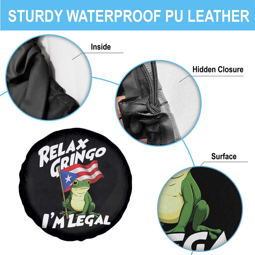 Funny Relax Gringo I Am Legal Spare Tire Cover Puerto Rico Flag Coqui Frog TS11 Print Your Wear