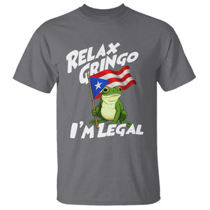 Funny Relax Gringo I Am Legal T Shirt Puerto Rico Flag Coqui Frog TS11 Charcoal Print Your Wear