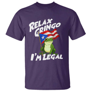 Funny Relax Gringo I Am Legal T Shirt Puerto Rico Flag Coqui Frog TS11 Purple Print Your Wear
