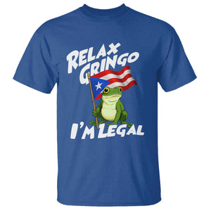 Funny Relax Gringo I Am Legal T Shirt Puerto Rico Flag Coqui Frog TS11 Royal Blue Print Your Wear