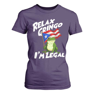 Funny Relax Gringo I Am Legal T Shirt For Women Puerto Rico Flag Coqui Frog TS11 Purple Print Your Wear