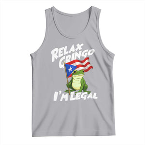 Funny Relax Gringo I Am Legal Tank Top Puerto Rico Flag Coqui Frog TS11 Athletic Heather Print Your Wear