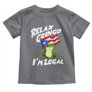 Funny Relax Gringo I Am Legal Toddler T Shirt Puerto Rico Flag Coqui Frog TS11 Charcoal Print Your Wear