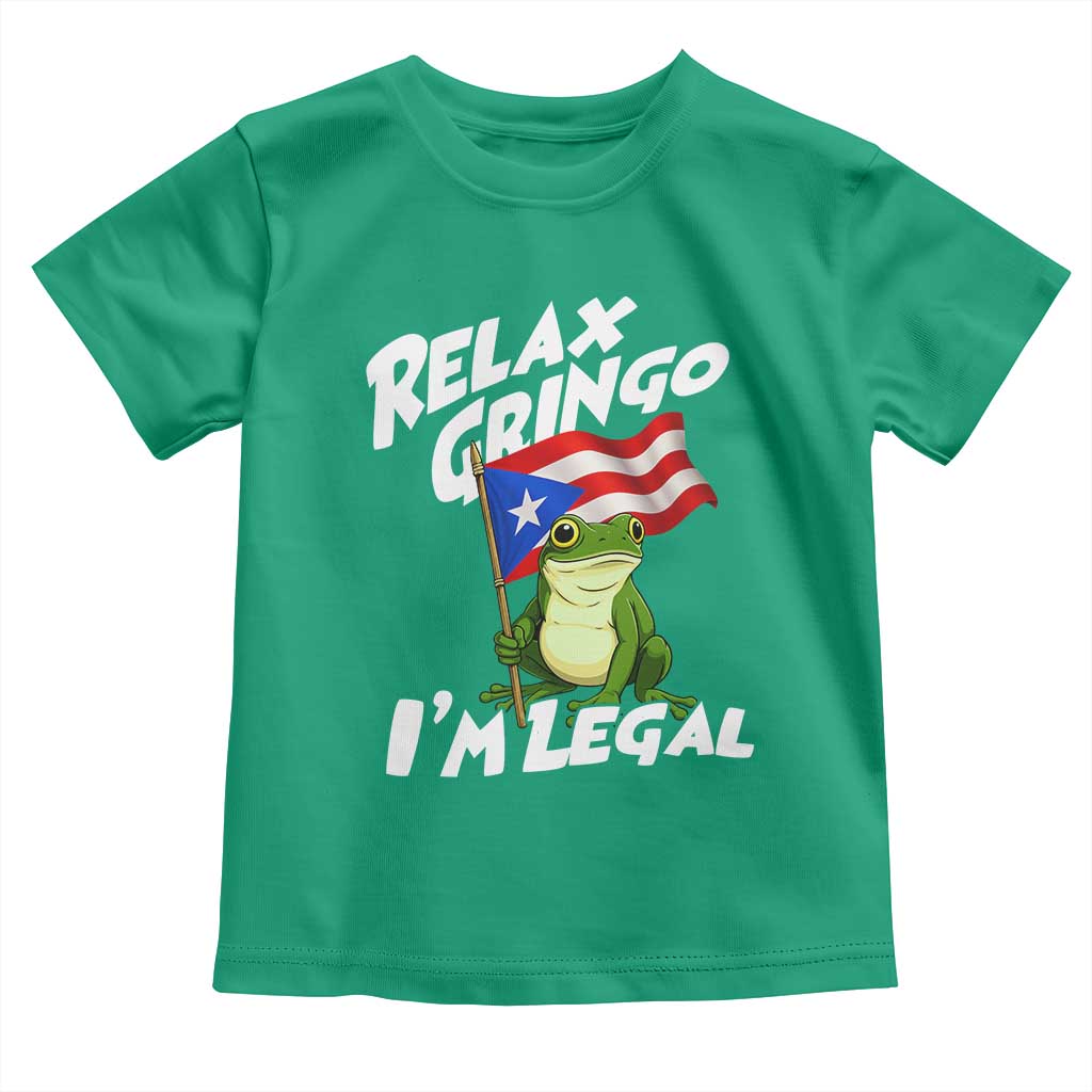 Funny Relax Gringo I Am Legal Toddler T Shirt Puerto Rico Flag Coqui Frog TS11 Irish Green Print Your Wear