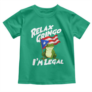 Funny Relax Gringo I Am Legal Toddler T Shirt Puerto Rico Flag Coqui Frog TS11 Irish Green Print Your Wear