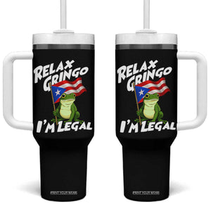 Funny Relax Gringo I Am Legal Tumbler With Handle Puerto Rico Flag Coqui Frog TS11 One Size: 40 oz Black Print Your Wear