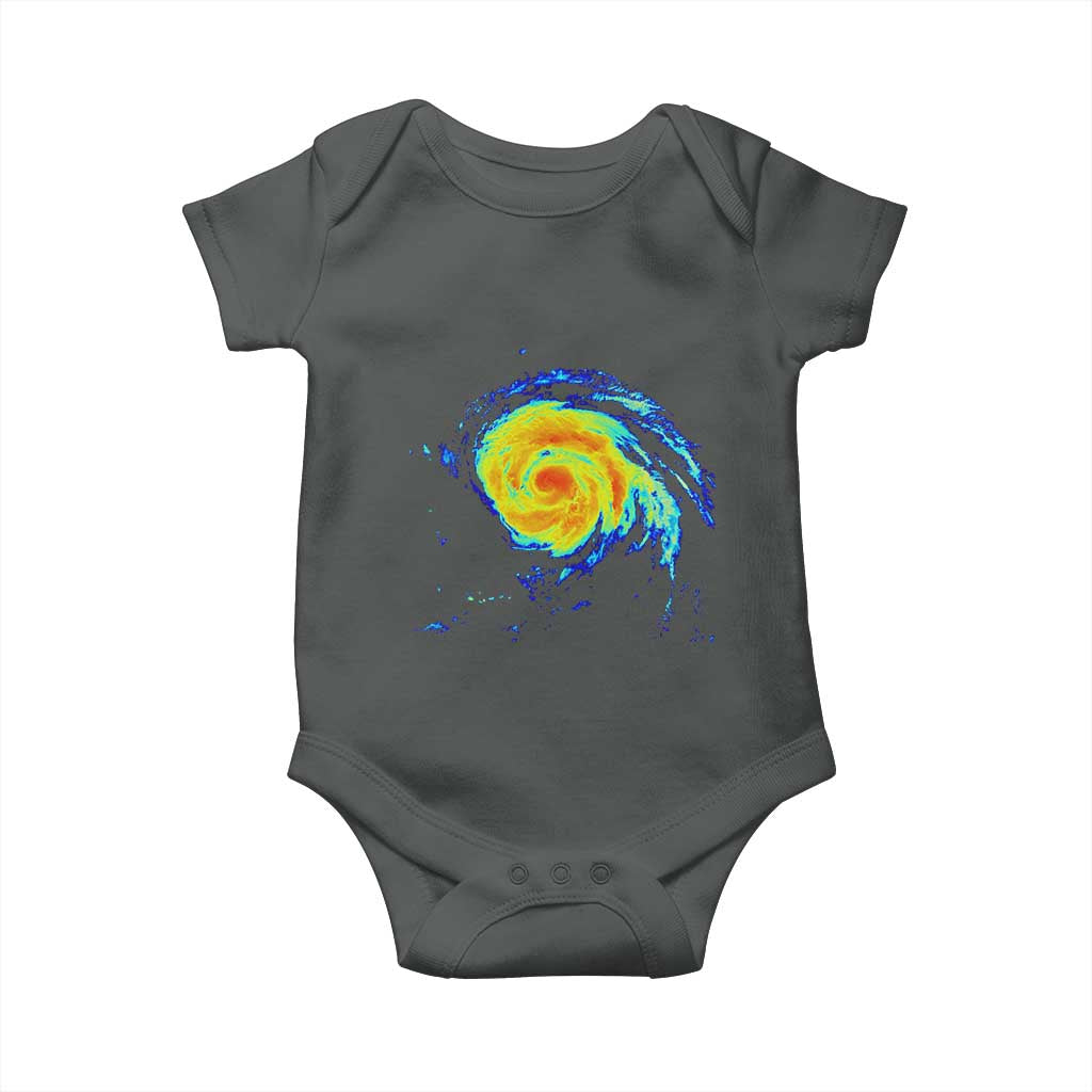 Hurricane Erin Baby Onesie Meteorologist Weather Radar Storm Chasing TS11 Dark Heather Print Your Wear