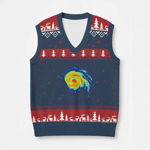Hurricane Erin V-Neck Knit Sweater Vest Meteorologist Weather Radar Storm Chasing TS11 Navy Red Print Your Wear