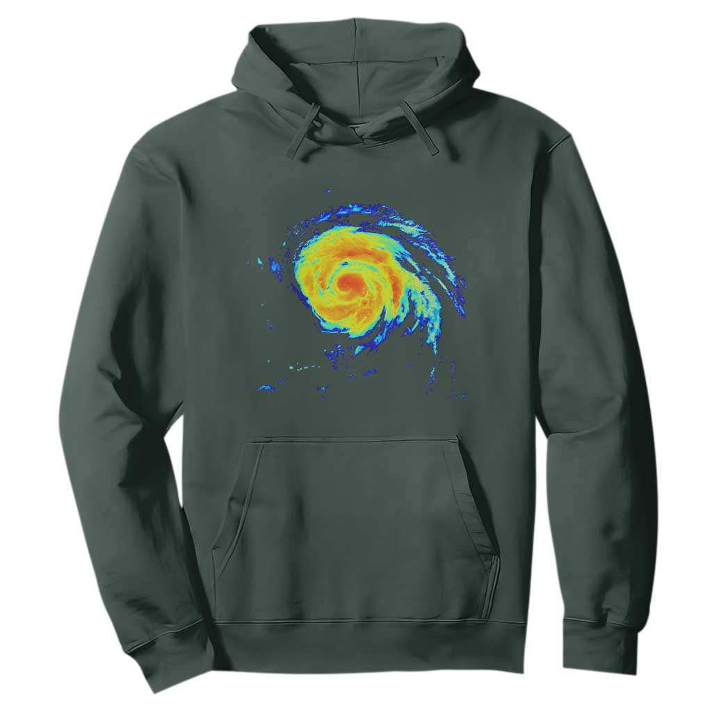 Hurricane Erin Hoodie Meteorologist Weather Radar Storm Chasing TS11 Dark Forest Green Print Your Wear