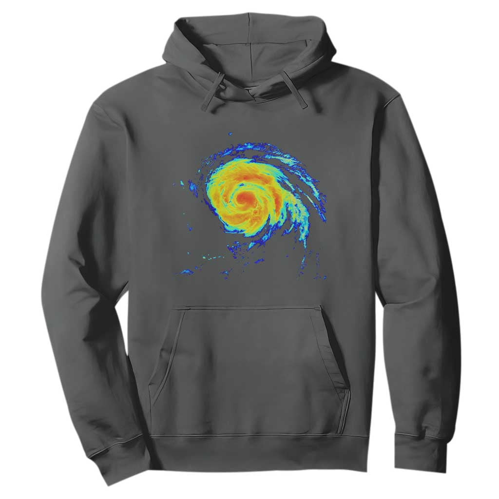 Hurricane Erin Hoodie Meteorologist Weather Radar Storm Chasing TS11 Dark Heather Print Your Wear