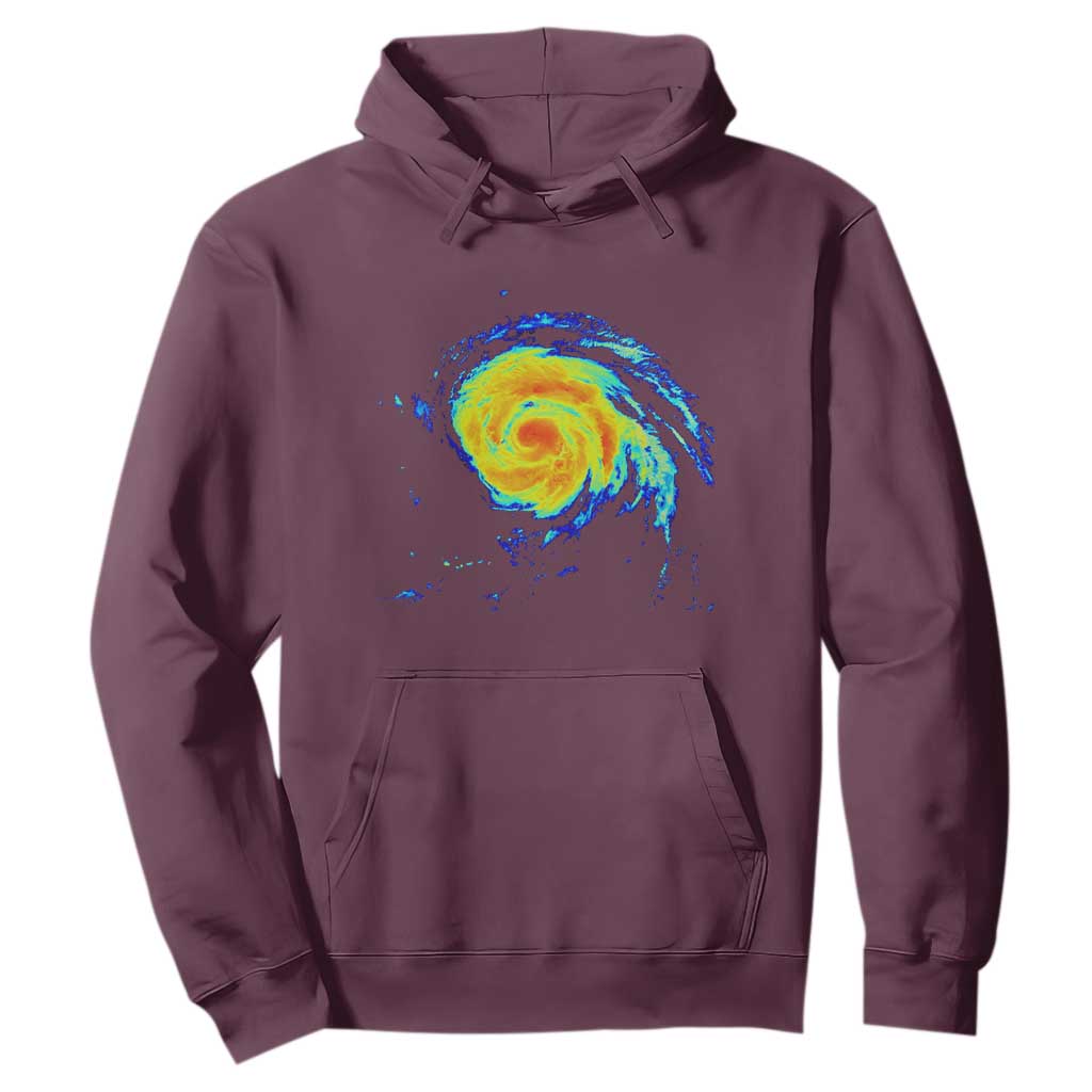 Hurricane Erin Hoodie Meteorologist Weather Radar Storm Chasing TS11 Maroon Print Your Wear