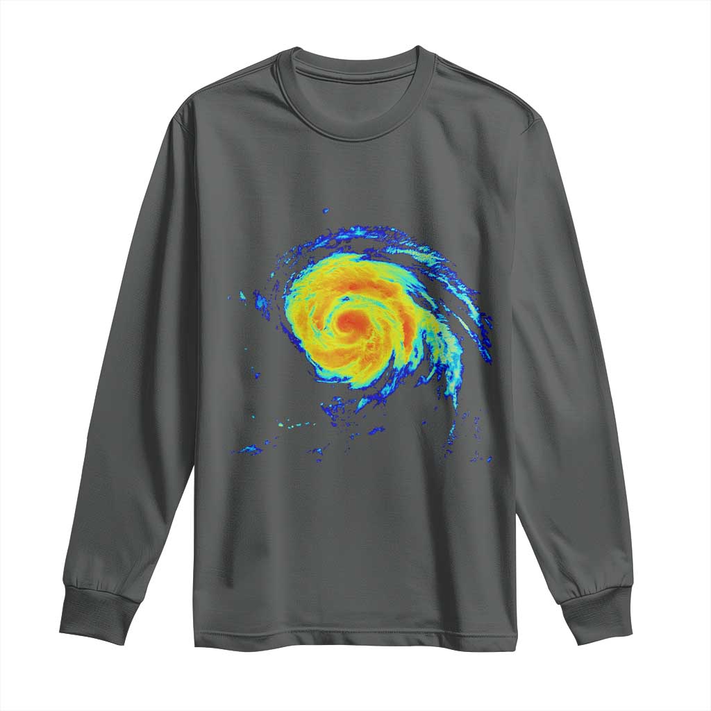 Hurricane Erin Long Sleeve Shirt Meteorologist Weather Radar Storm Chasing TS11 Dark Heather Print Your Wear