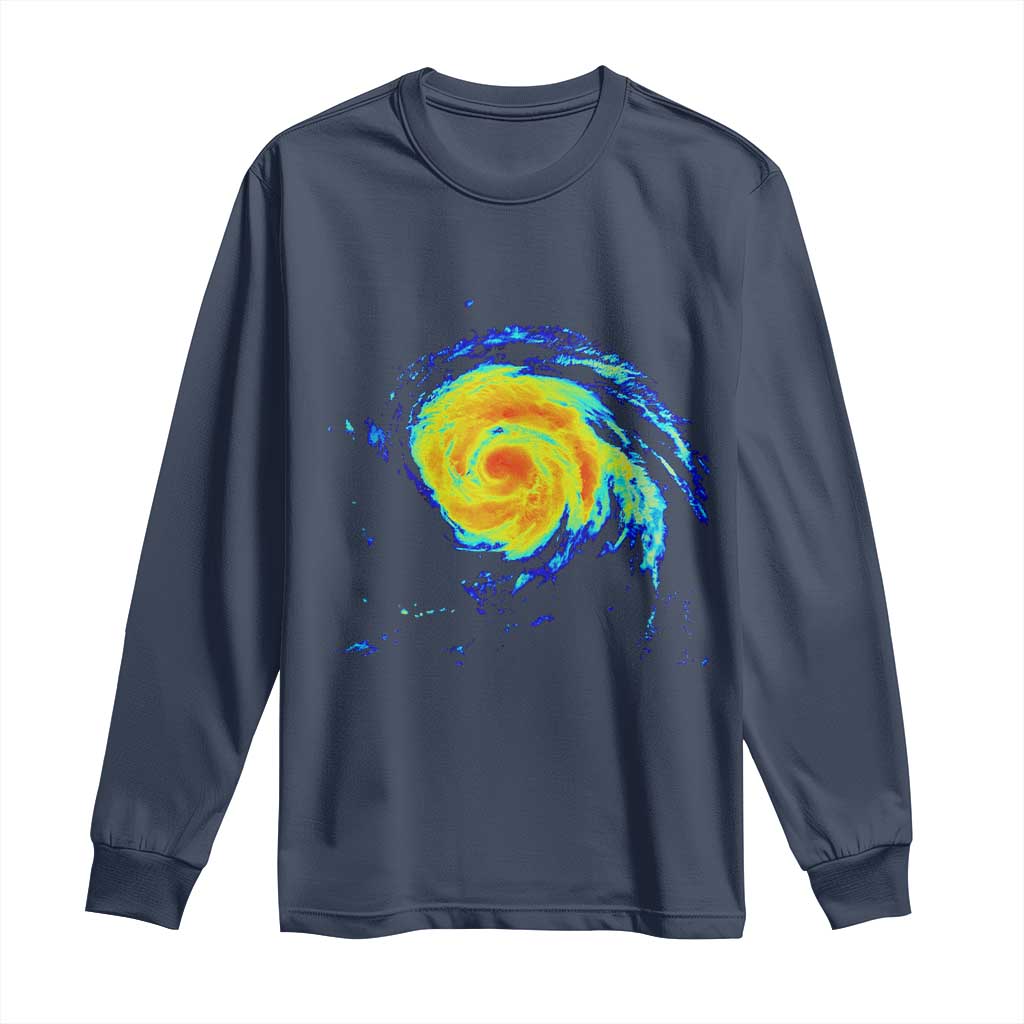 Hurricane Erin Long Sleeve Shirt Meteorologist Weather Radar Storm Chasing TS11 Navy Print Your Wear