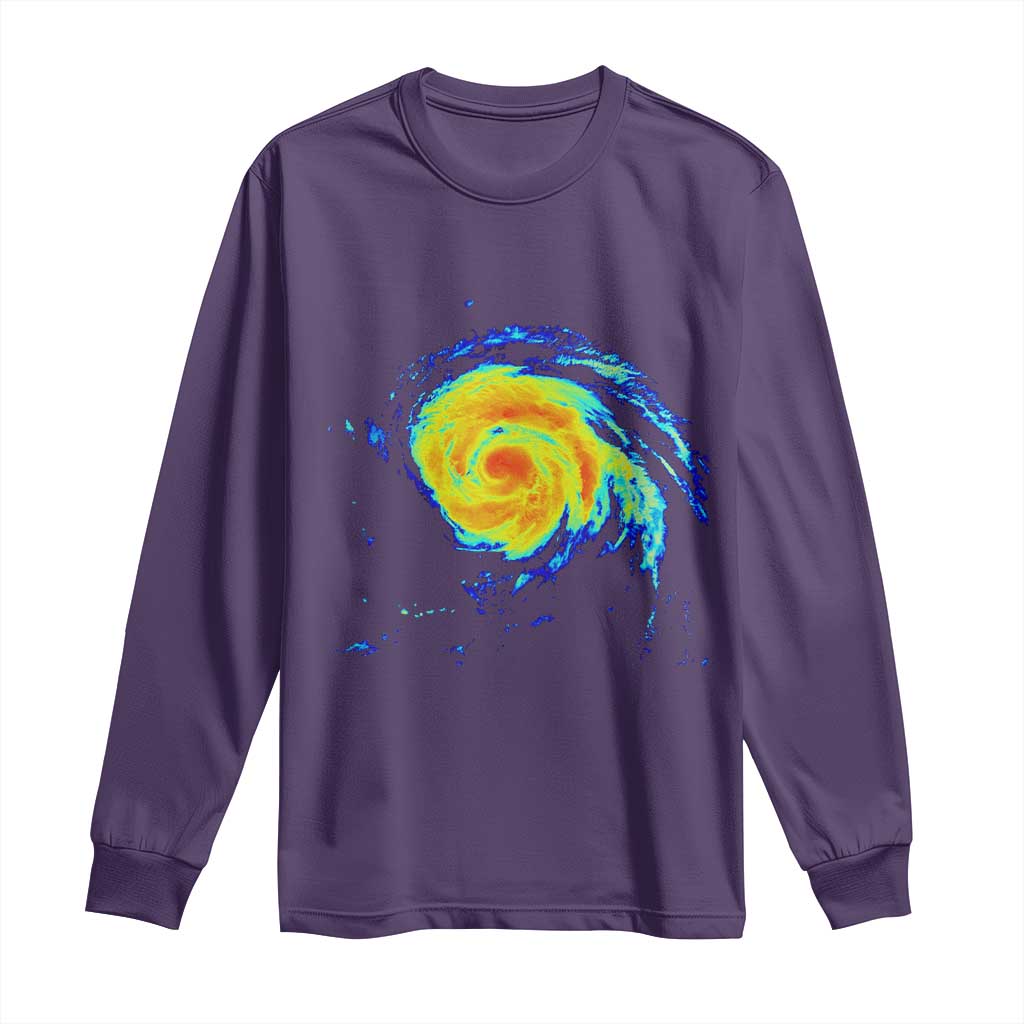 Hurricane Erin Long Sleeve Shirt Meteorologist Weather Radar Storm Chasing TS11 Purple Print Your Wear