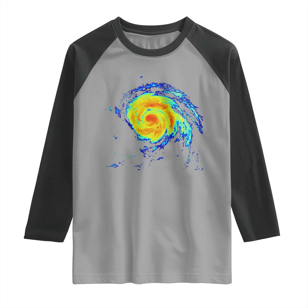 Hurricane Erin Raglan Shirt Meteorologist Weather Radar Storm Chasing TS11 Sport Gray Black Print Your Wear