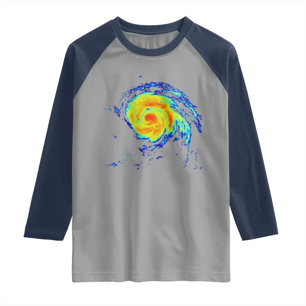 Hurricane Erin Raglan Shirt Meteorologist Weather Radar Storm Chasing TS11 Sport Gray Navy Print Your Wear