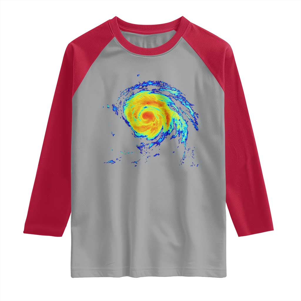 Hurricane Erin Raglan Shirt Meteorologist Weather Radar Storm Chasing TS11 Sport Gray Red Print Your Wear