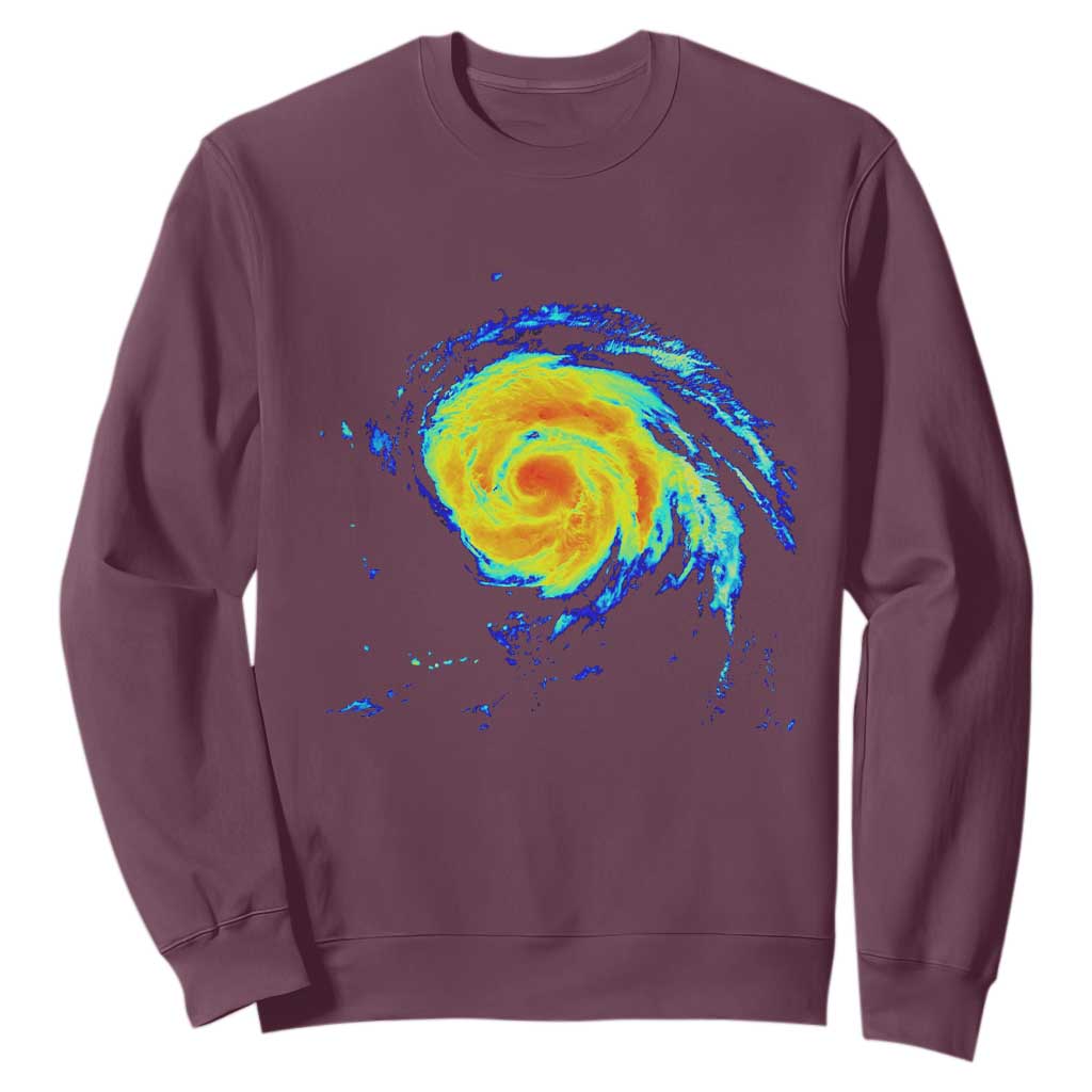 Hurricane Erin Sweatshirt Meteorologist Weather Radar Storm Chasing TS11 Maroon Print Your Wear