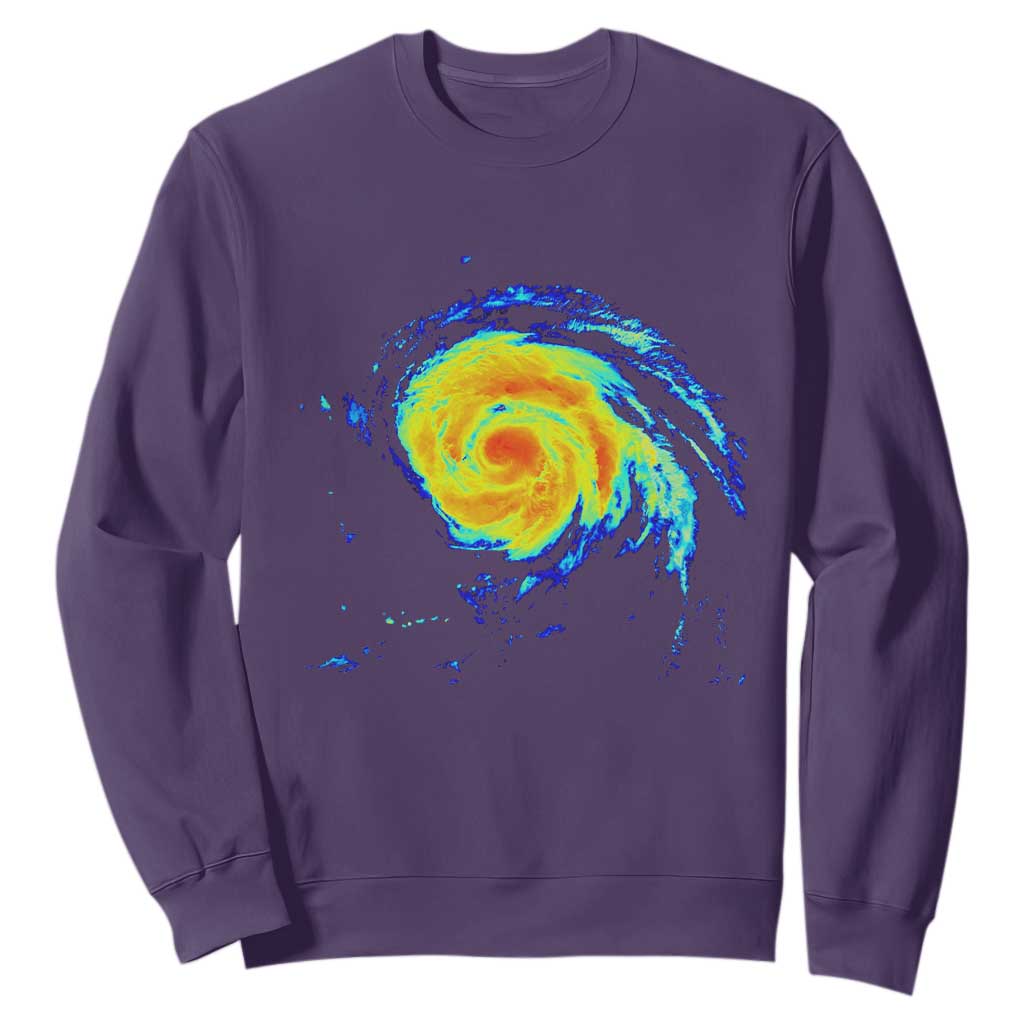 Hurricane Erin Sweatshirt Meteorologist Weather Radar Storm Chasing TS11 Purple Print Your Wear