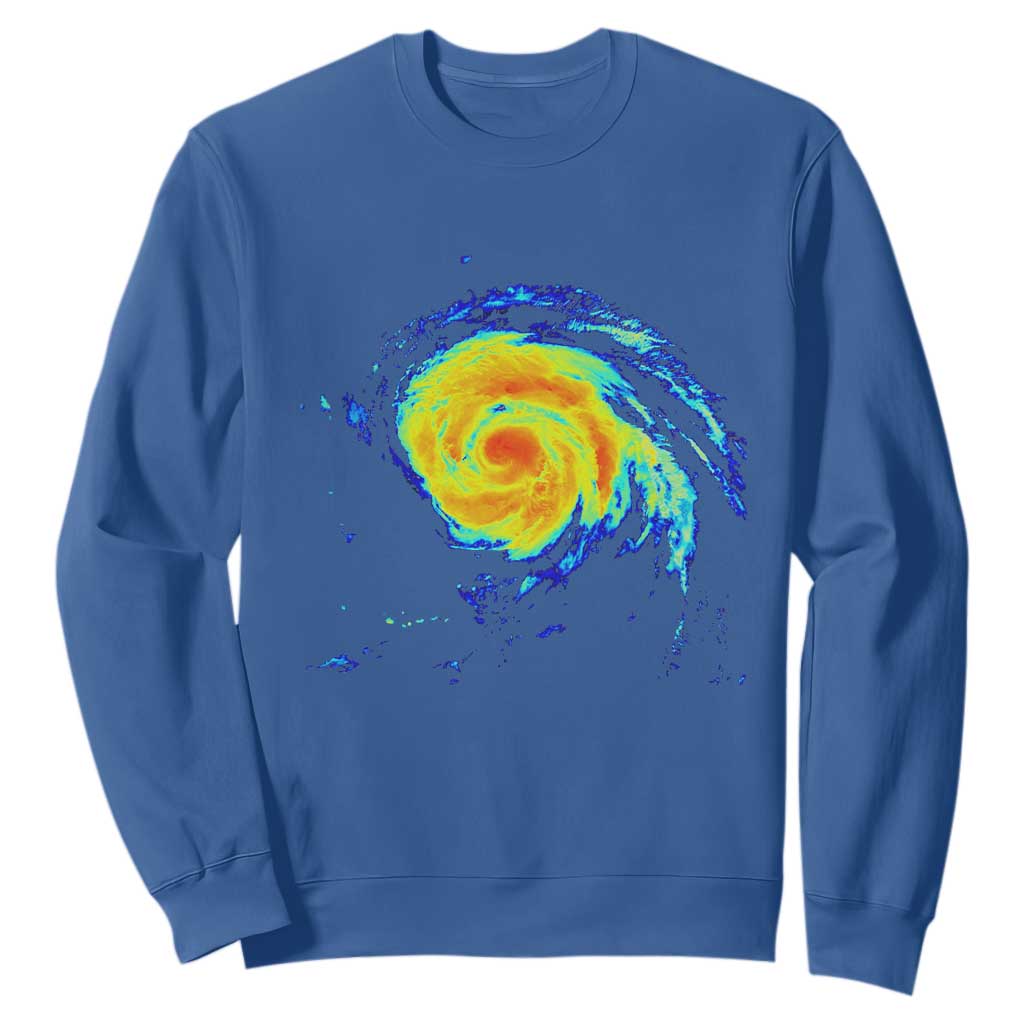 Hurricane Erin Sweatshirt Meteorologist Weather Radar Storm Chasing TS11 Royal Blue Print Your Wear
