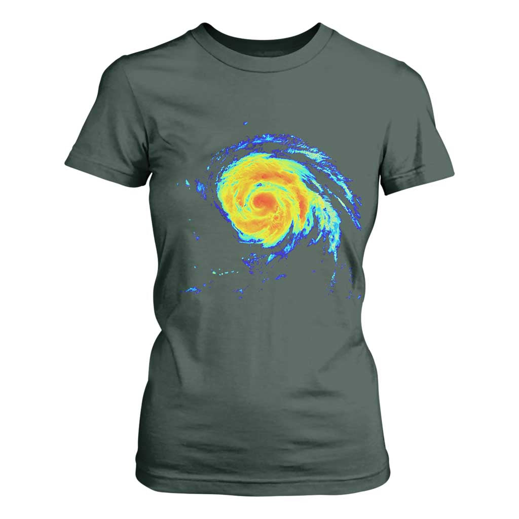 Hurricane Erin T Shirt For Women Meteorologist Weather Radar Storm Chasing TS11 Dark Forest Green Print Your Wear