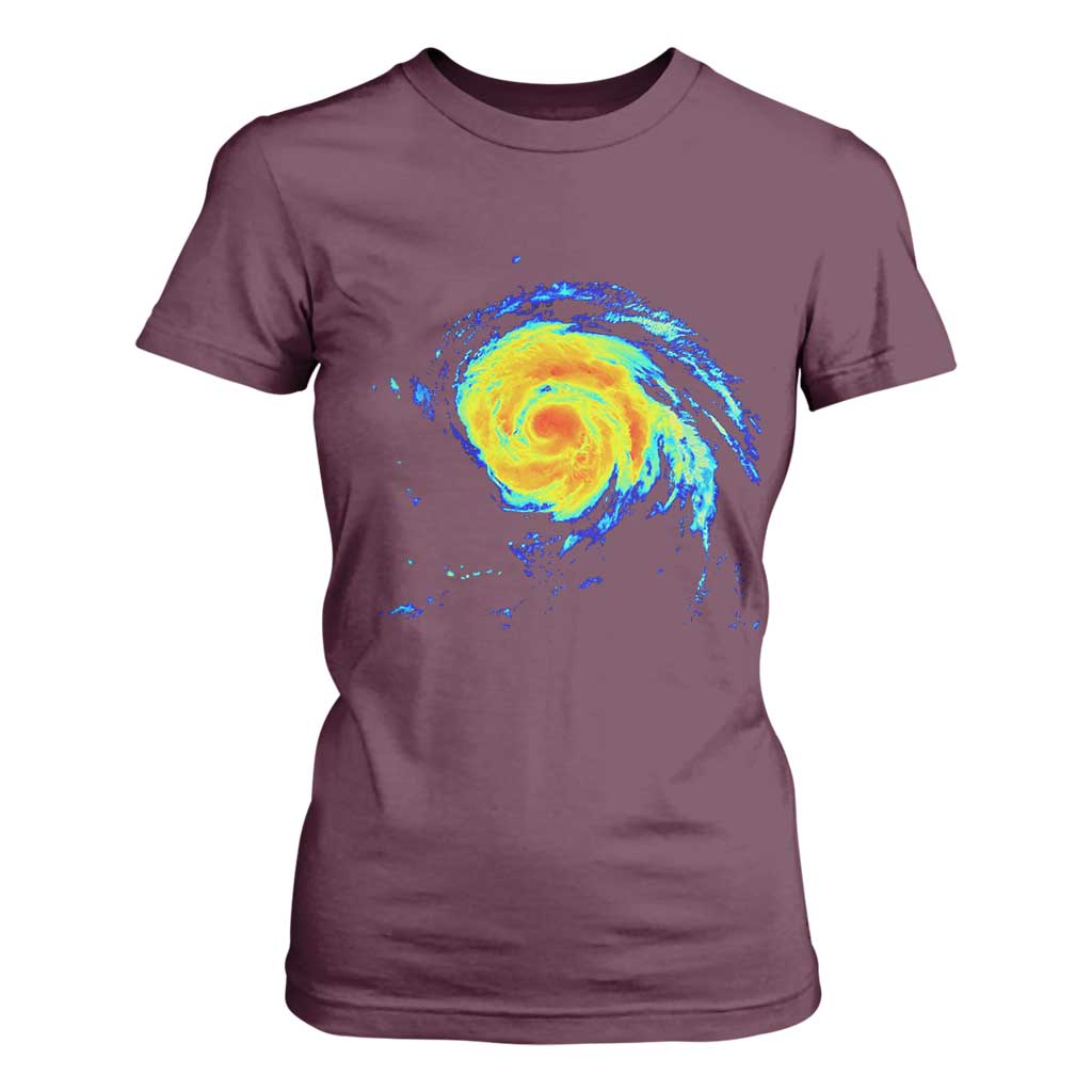 Hurricane Erin T Shirt For Women Meteorologist Weather Radar Storm Chasing TS11 Maroon Print Your Wear