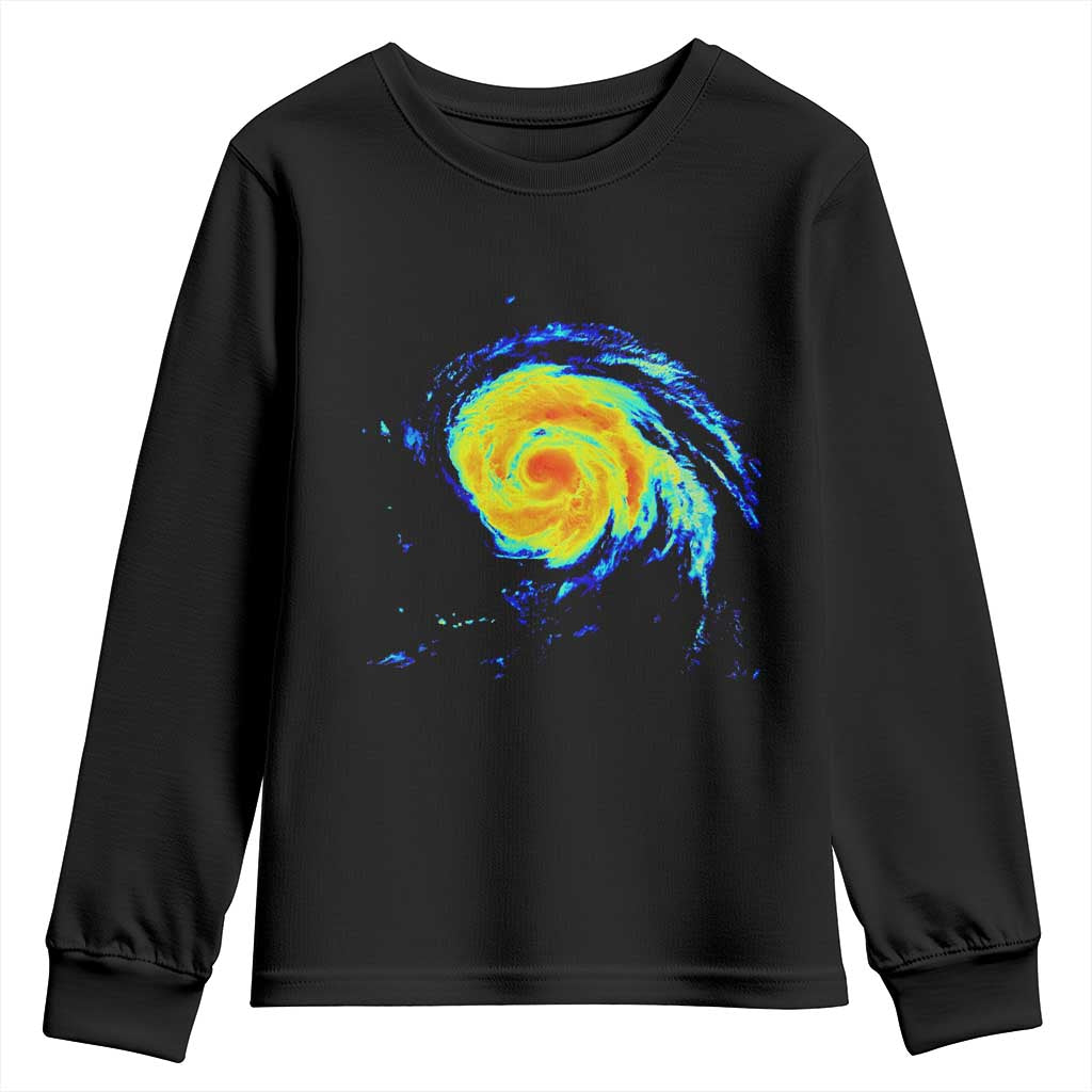 Hurricane Erin Youth Sweatshirt Meteorologist Weather Radar Storm Chasing TS11 Black Print Your Wear