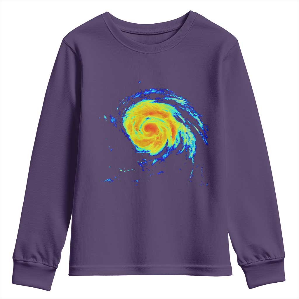 Hurricane Erin Youth Sweatshirt Meteorologist Weather Radar Storm Chasing TS11 Purple Print Your Wear