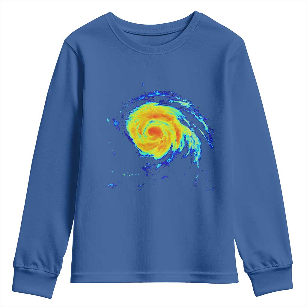 Hurricane Erin Youth Sweatshirt Meteorologist Weather Radar Storm Chasing TS11 Royal Blue Print Your Wear