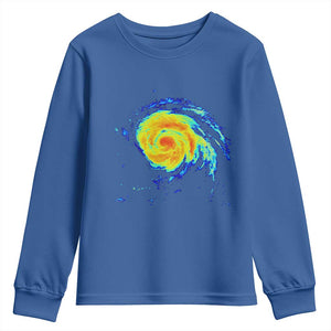 Hurricane Erin Youth Sweatshirt Meteorologist Weather Radar Storm Chasing TS11 Royal Blue Print Your Wear