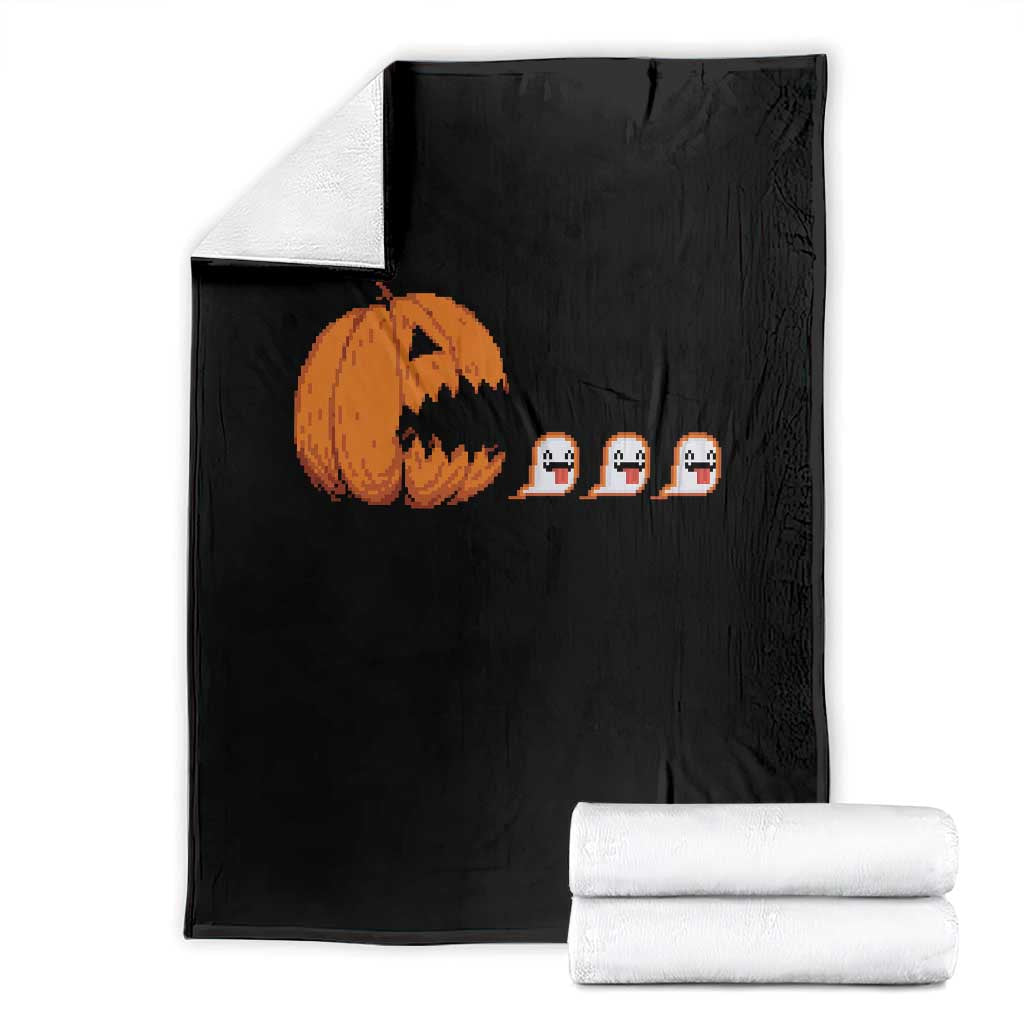 Funny Halloween Gamer Video Gaming Pumpkin Ghost Throw Blanket TS11 Black Print Your Wear