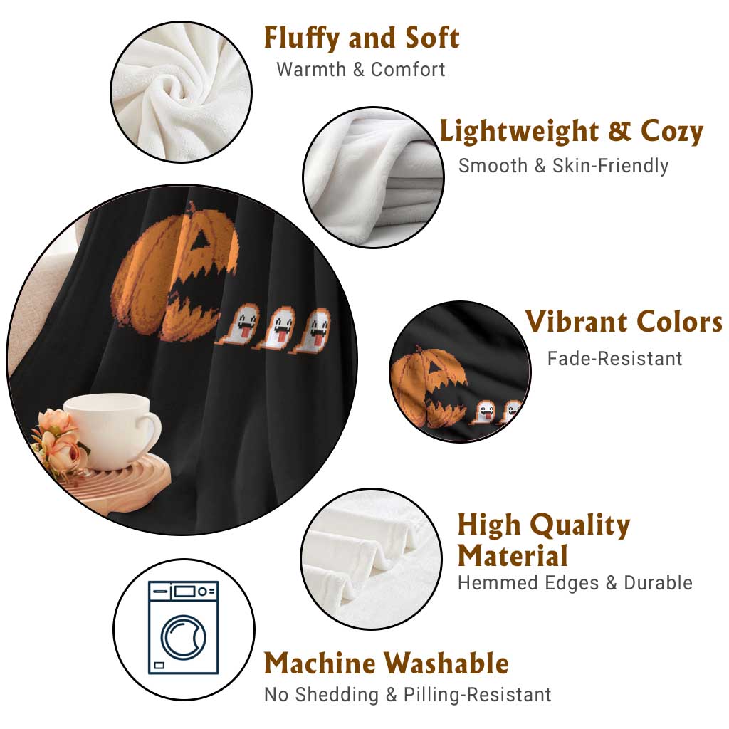 Funny Halloween Gamer Video Gaming Pumpkin Ghost Throw Blanket TS11 Print Your Wear