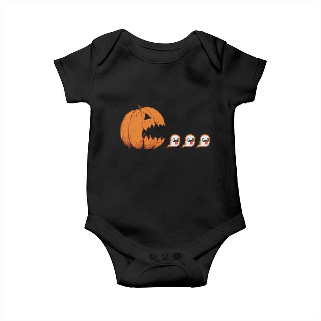 Funny Halloween Gamer Video Gaming Pumpkin Ghost Baby Onesie TS11 Black Print Your Wear
