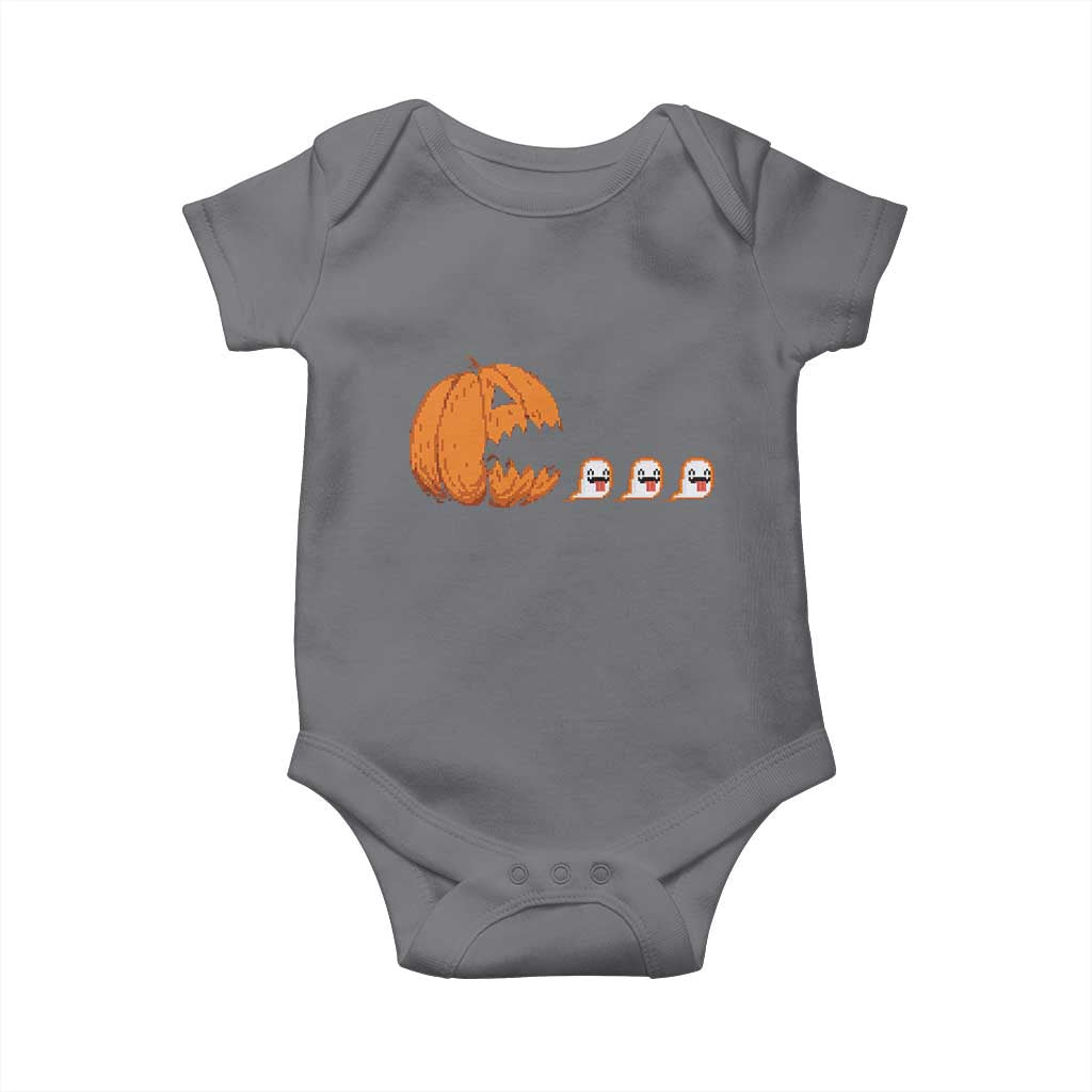 Funny Halloween Gamer Video Gaming Pumpkin Ghost Baby Onesie TS11 Charcoal Print Your Wear