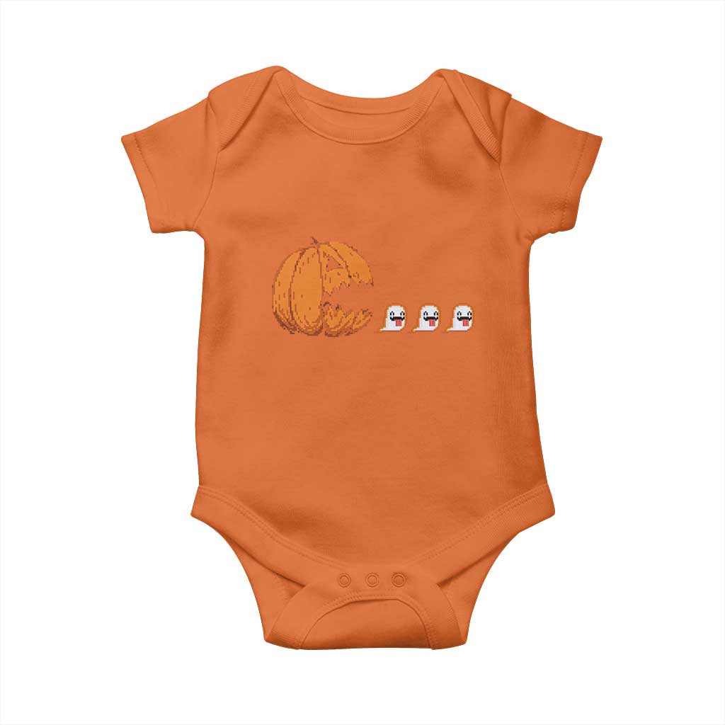 Funny Halloween Gamer Video Gaming Pumpkin Ghost Baby Onesie TS11 Orange Print Your Wear