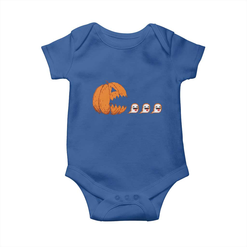 Funny Halloween Gamer Video Gaming Pumpkin Ghost Baby Onesie TS11 Royal Blue Print Your Wear