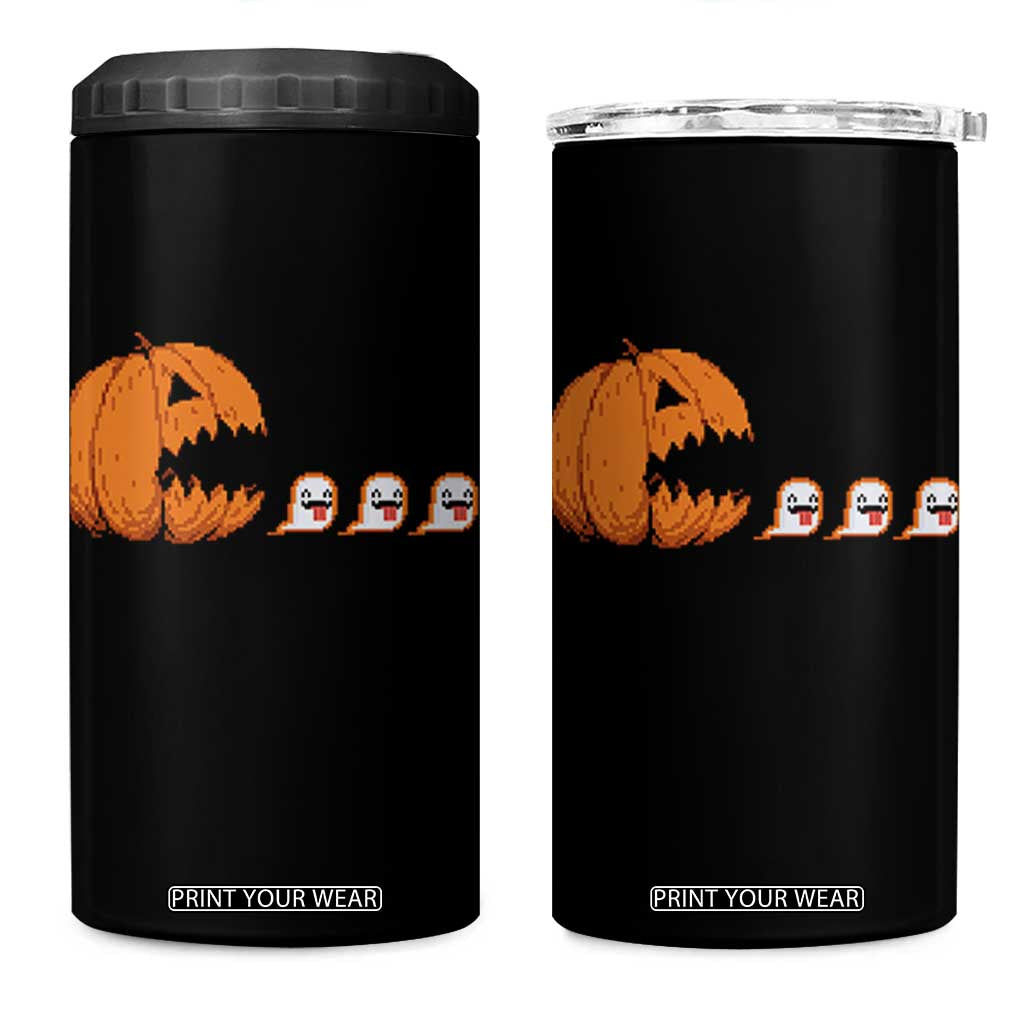 Funny Halloween Gamer Video Gaming Pumpkin Ghost 4 in 1 Can Cooler Tumbler TS11 One Size: 16 oz Black Print Your Wear