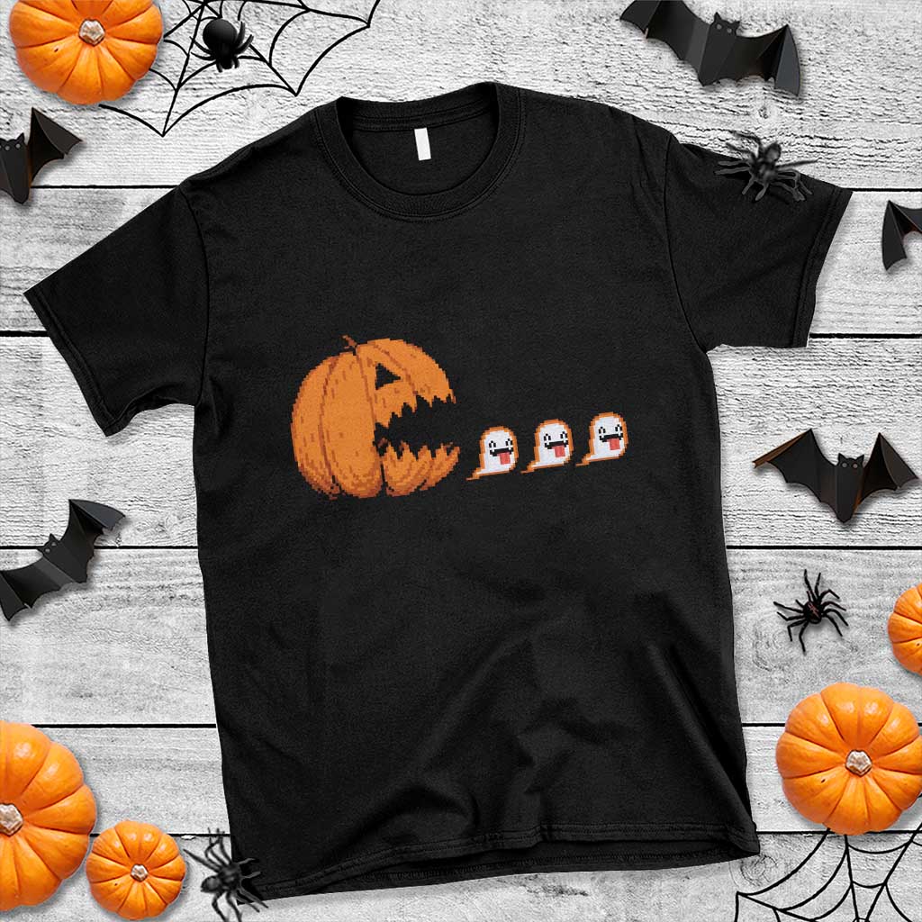 Funny Halloween Gamer Video Gaming Pumpkin Ghost T Shirt TS11 Black Print Your Wear
