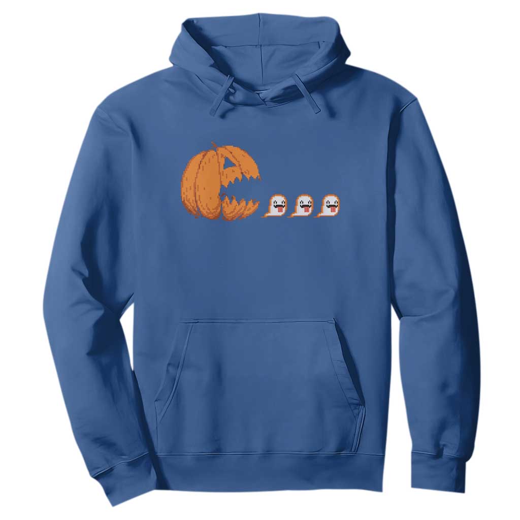 Funny Halloween Gamer Video Gaming Pumpkin Ghost Hoodie TS11 Royal Blue Print Your Wear
