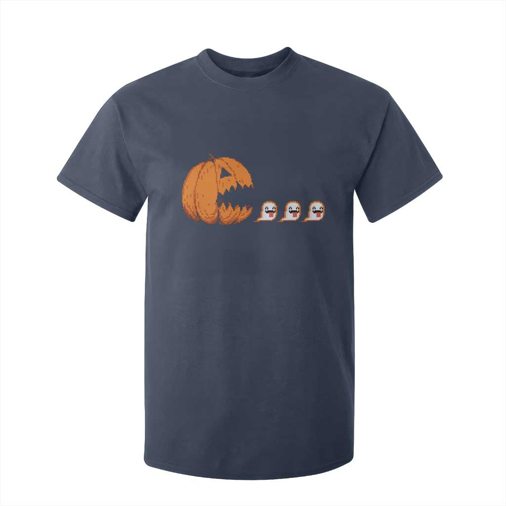 Funny Halloween Gamer Video Gaming Pumpkin Ghost T Shirt For Kid TS11 Navy Print Your Wear