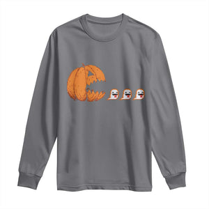 Funny Halloween Gamer Video Gaming Pumpkin Ghost Long Sleeve Shirt TS11 Charcoal Print Your Wear