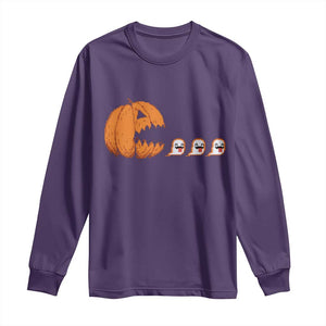Funny Halloween Gamer Video Gaming Pumpkin Ghost Long Sleeve Shirt TS11 Purple Print Your Wear