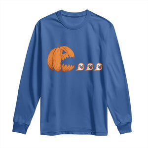 Funny Halloween Gamer Video Gaming Pumpkin Ghost Long Sleeve Shirt TS11 Royal Blue Print Your Wear