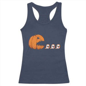 Funny Halloween Gamer Video Gaming Pumpkin Ghost Racerback Tank Top TS11 Navy Print Your Wear
