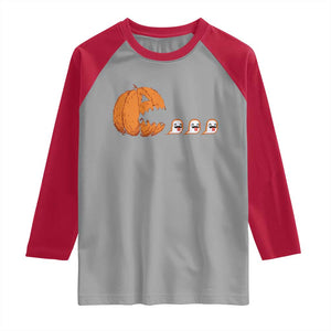 Funny Halloween Gamer Video Gaming Pumpkin Ghost Raglan Shirt TS11 Sport Gray Red Print Your Wear