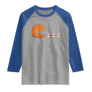 Funny Halloween Gamer Video Gaming Pumpkin Ghost Raglan Shirt TS11 Sport Gray Royal Print Your Wear
