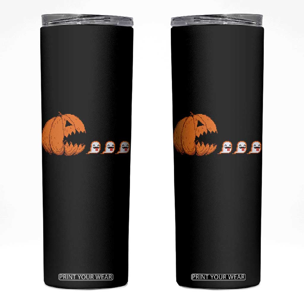Funny Halloween Gamer Video Gaming Pumpkin Ghost Skinny Tumbler TS11 Black Print Your Wear