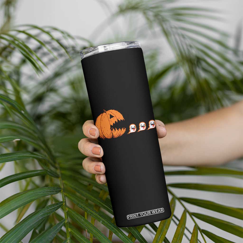 Funny Halloween Gamer Video Gaming Pumpkin Ghost Skinny Tumbler TS11 Print Your Wear