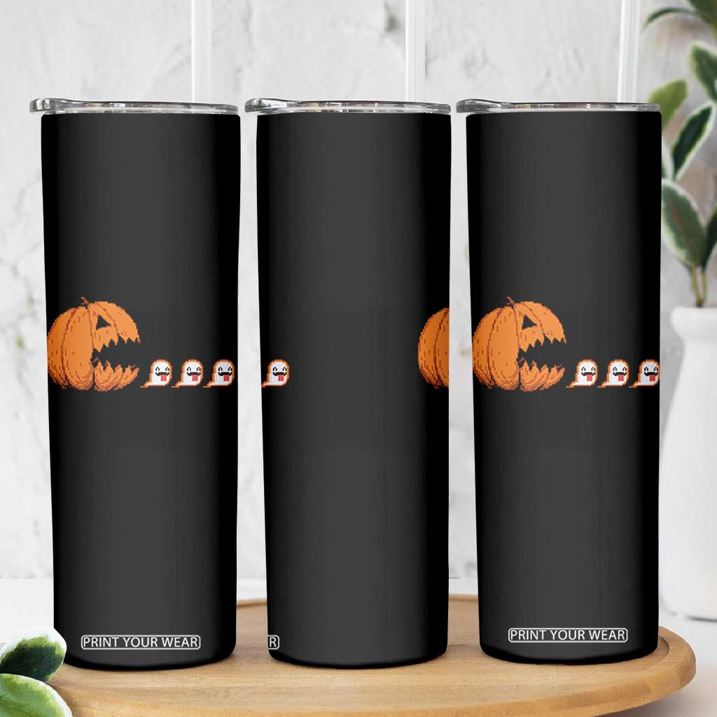 Funny Halloween Gamer Video Gaming Pumpkin Ghost Skinny Tumbler TS11 Print Your Wear